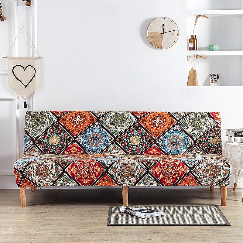Housse de canapé-lit extensible en tissu imprimé, disponible en 3 tailles différentes, housse de canapé sans accoudoirs, housse de banc élastique, protection décorative pour le Nouvel An, décoration de 2026 ? $30.99 –P14