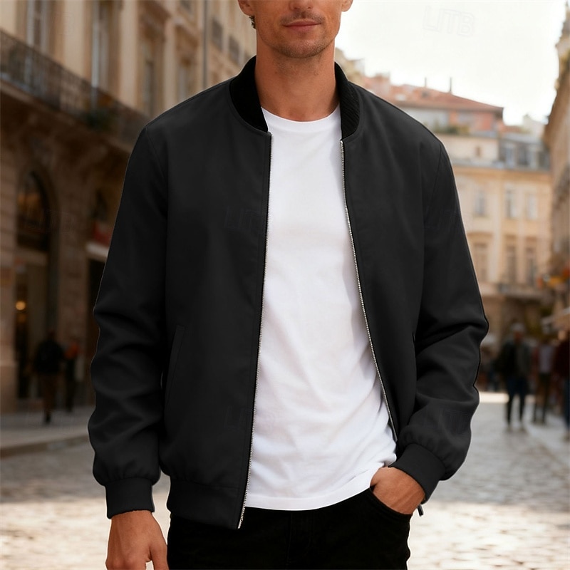 Per uomo Giacca Leggera Giubbotto bomber Giacca Casual Casuale Quotidiano Leggero Tasca Primavera Autunno Semplice Streetwear Elegante Colletto Mao Regolare Blu Nero Giallo Rosso Blu marino Giacca del 2026 a $30.99 –P29