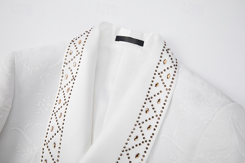 Pour des hommes Smoking Costumes de fête Bal de promo mariage d'hiver Noir Blanche Printemps, Automne, Hiver, Été Costume / Tailleur Col châle Mode Fête Couleur Unie Coupe Slim 2 pièces Croisé 2 de 2026 ? $159.99 –P15