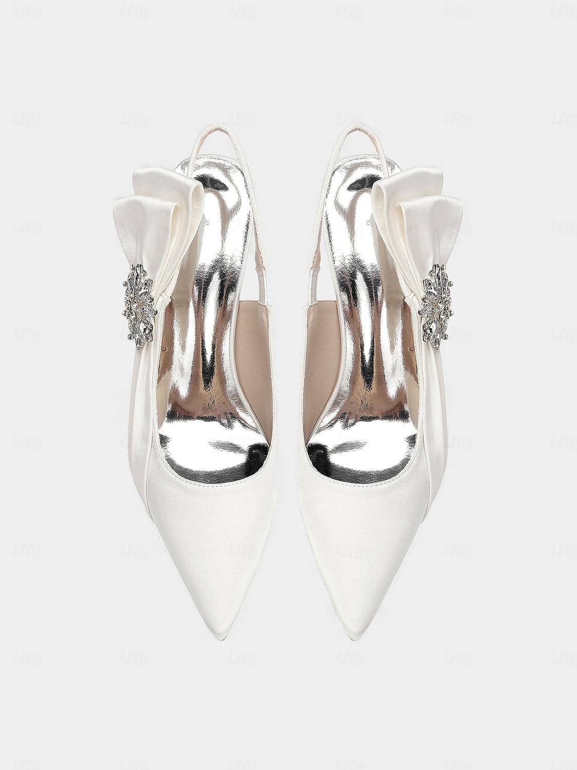 Sapatos de salto bloco com bico fino em cetim rosa claro para mulheres - elegantes sapatos de festa com detalhes florais e cristais, perfeitos para a mãe da noiva ou para um casamento urbano de 2026 por $64.99 –P9