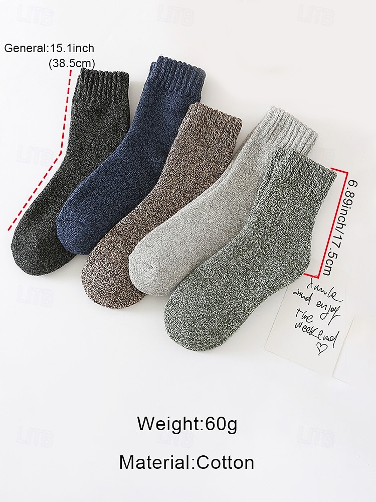 Men's Blend Cotton Crew Socks, Thick Warm Knitted Style, Breathable & Comfortable, Multi-Color Pack of 5 Pairs, for Daily Wear, Work, Outdoor Activities & Winter Casual Use 2026 - $14.99 –P11