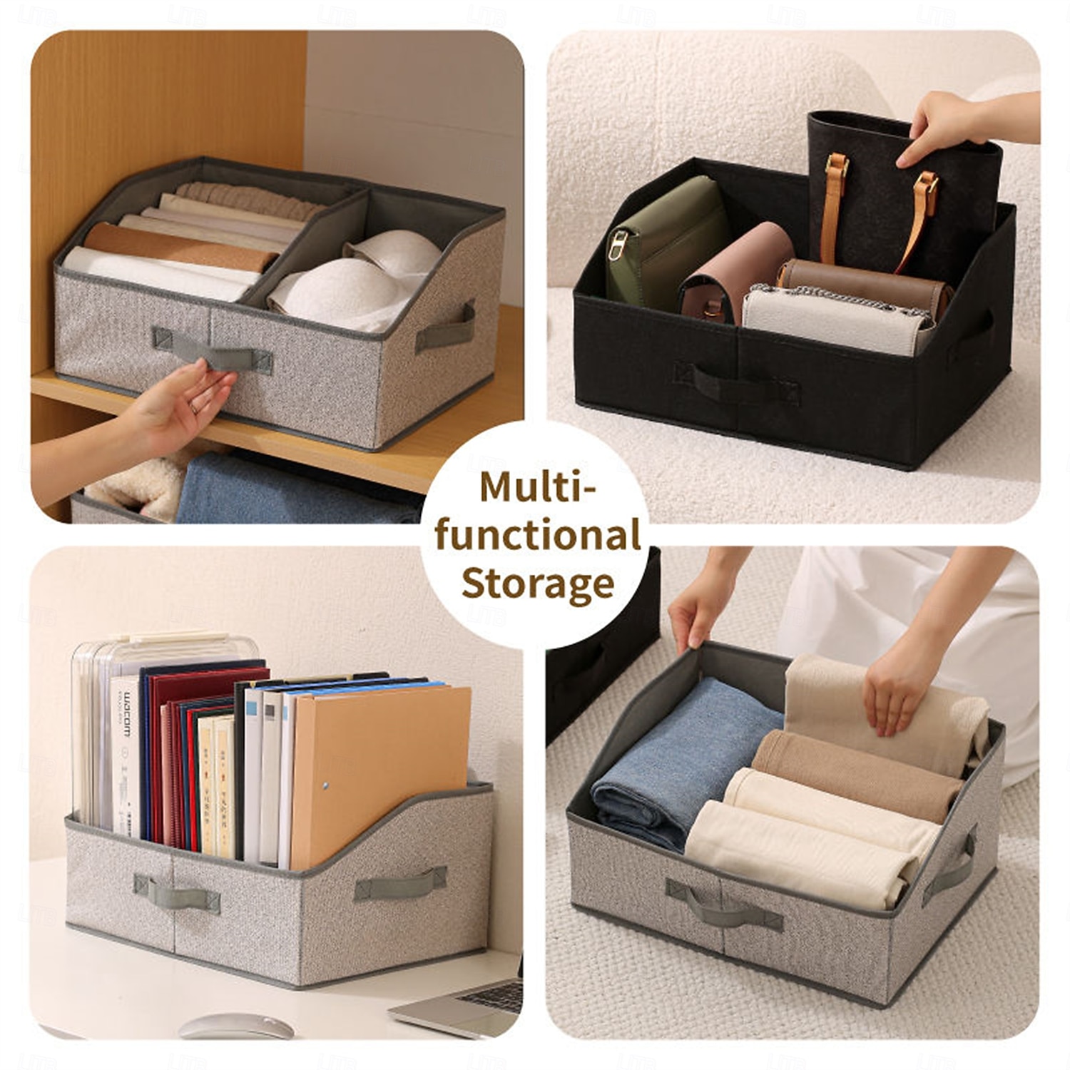 1 grand organisateur mural avec poignées - panier de rangement en tissu à structure ajourée pour vêtements, serviettes, couvertures, portefeuilles et chapeaux - design classique et peu encombrant pour de 2026 ? $16.49 –P2