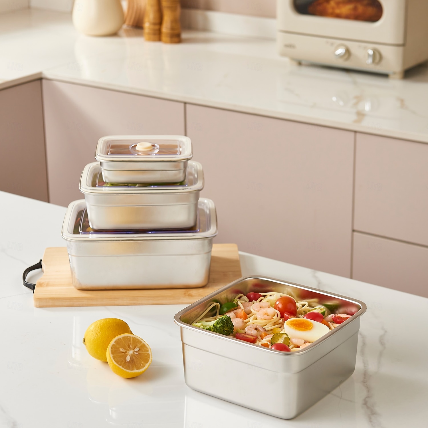 vakuummatbeholder matvaregodkjent sus304 forseglet matoppbevaringsboks bento lunsjboks for frukt, kjøleskapsikker, lufttett måltidsbeholder (firkantet) 2026 - $20.99 –P5