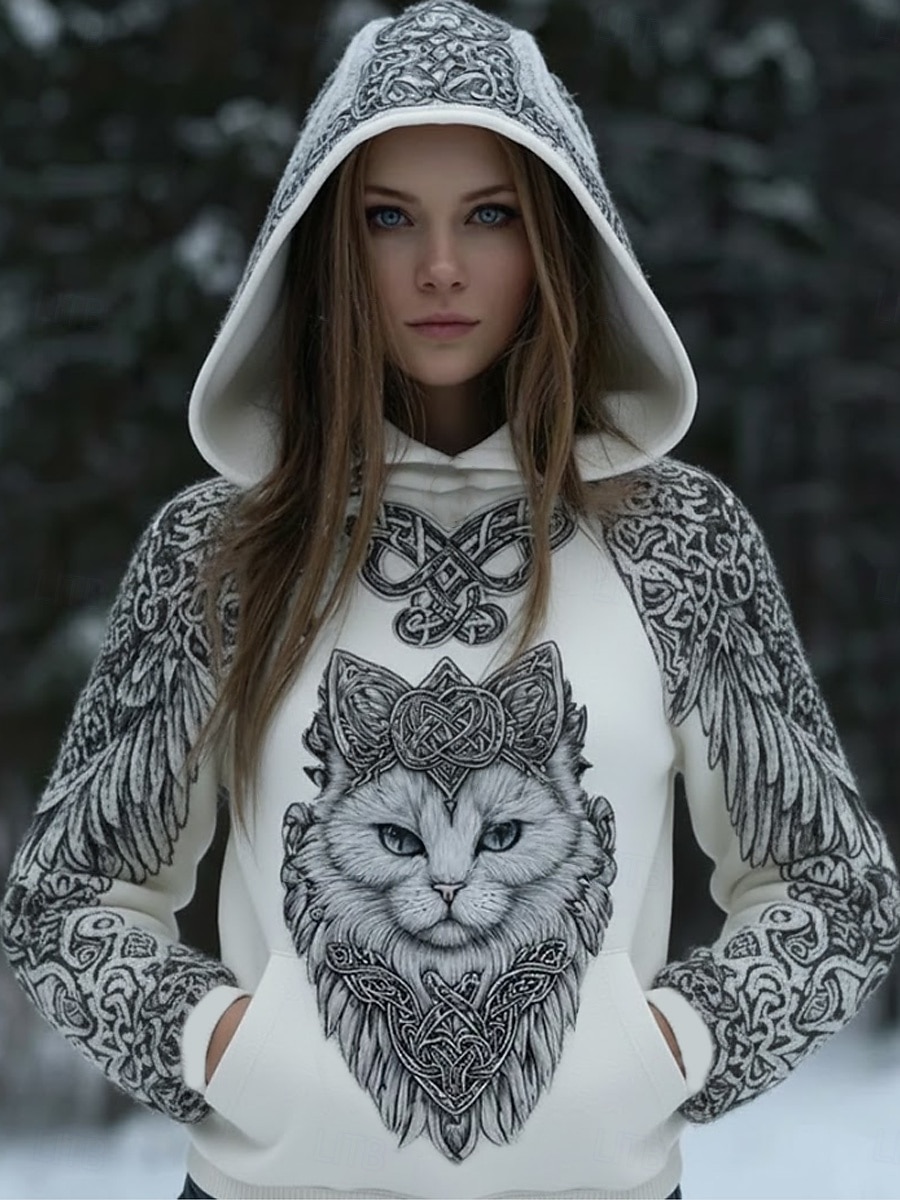 Per donna Felpa con cappuccio Patchwork Stampato Tasca Frontale Grafico Animale Geometrico Vintage Casual Boho Manica Lunga Con Cappuccio Top Regolari Casuale Streetwear Abbigliamento Quotidiano Nero del 2026 a $32.99 –P3