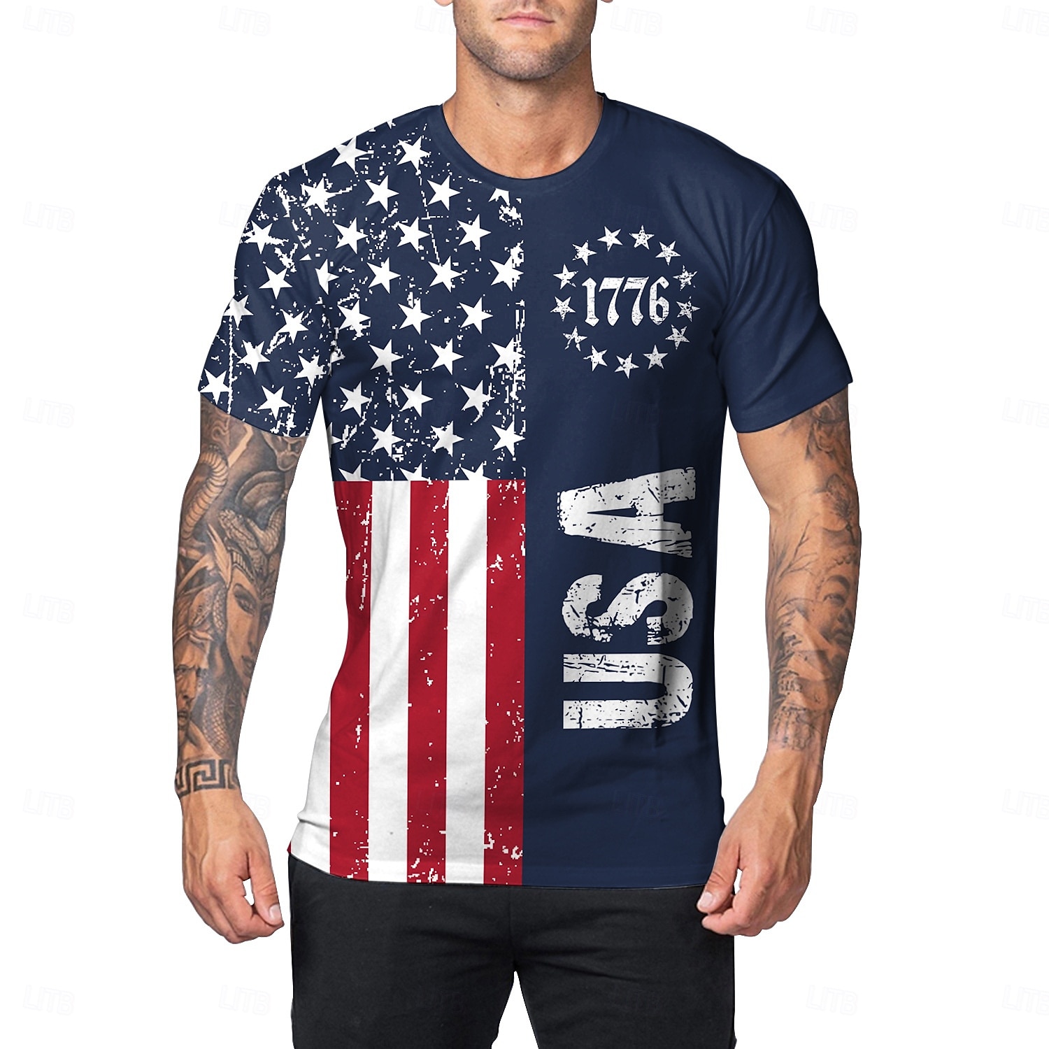 250e anniversaire des États-Unis Patriotique T-shirt Drapeau des États-Unis 250 ans 1776 Nouveauté Drôle Adulte Homme Semi-quincentenaire Jour de l'Indépendance / 4 Juillet 4 Juillet Occasionnel de 2026 ? $20.99 –P1