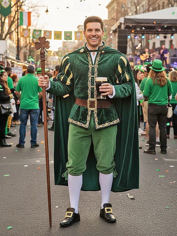 Schuhüberzüge für Herren zum St. Patrick's Day, schwarze Gamaschen aus Kunstleder mit goldener Schnalle, elastische Überzüge zum Hineinschlüpfen, Accessoires für Koboldkostüme zum irischen Fest, zur Parade und für Partys 2026 - $11.99 –P2