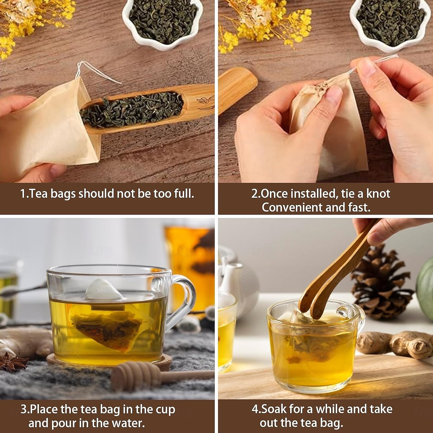 100 stuks wegwerp theefilterzakjes voor losse thee, trekkoordzakje voor losse thee met 100% ongebleekt papier 2026 - $10.99 –P3