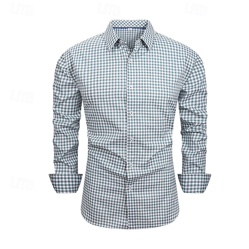 Per uomo Camicia Camicia Estiva Camicia casual Camicia da Spiaggia Camicia con Bottoni Marrone Scuro Nero Rosso Blu scuro Grigio Manica Lunga Plaid Bavero Casuale Quotidiano Abbigliamento Moda Casual del 2026 a $25.99 –P3
