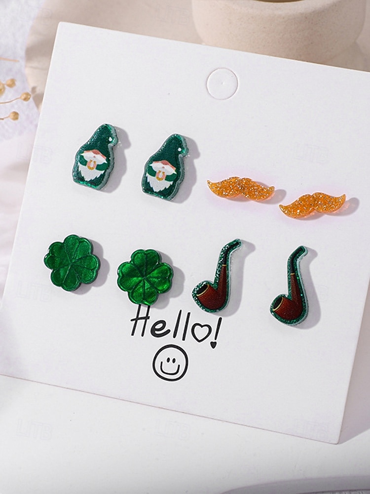 Sada dámských akrylových náušnic ke Dni svatého Patrika, zábavný design skřítka, půllitru na pivo a jetele, ideální na Den svatého Patrika, karneval i každodenní nošení. 2026 - $7.99 –P8