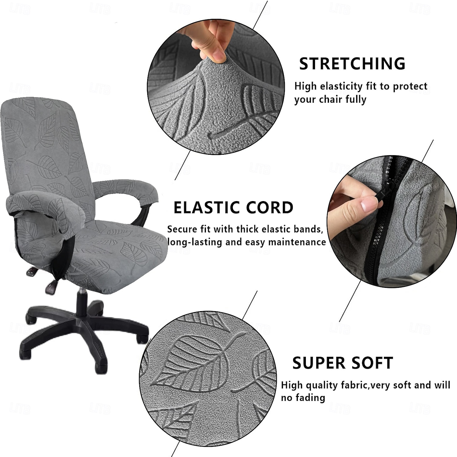 Office Chair Cover 3 Piece Set Four Season Modern Elastic Leaf Jacquard Machine Washable Chair Slipcover 2026 - $37.99 –P5