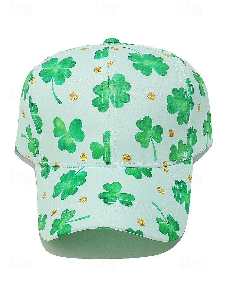 2026年 ユニセックスの聖パトリックの日のシャムロックプリントの野球帽、ポリエステルプリント生地、複数のクローバー柄、男性と女性のためのカジュアルな祭りスタイルの帽子、パレード、パーティー、屋外のお祝い用ウェア  コレクション – $14.99 –P6