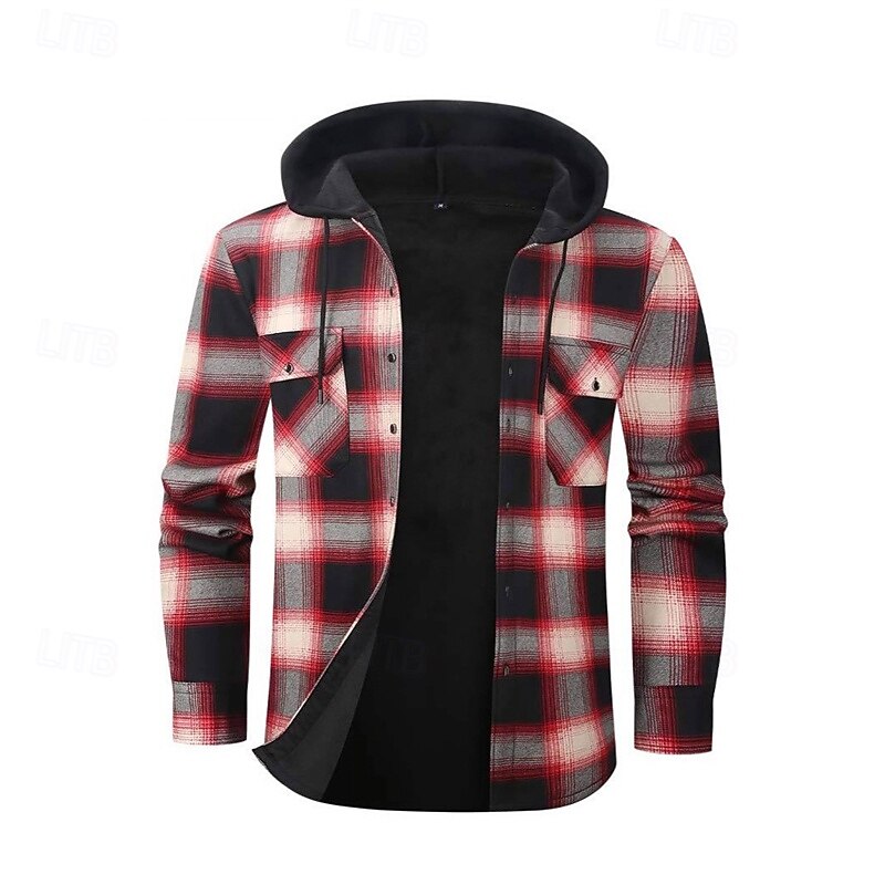Per uomo Cappotto Invernale Giacca Camicia Giacca in Pile Giacca Casual Casuale Quotidiano Calore Termico Tasca Bottonato Autunno Inverno Plaid Streetwear Quotidiano Con Cappuccio Regolare Rosso del 2026 a $31.99 –P2