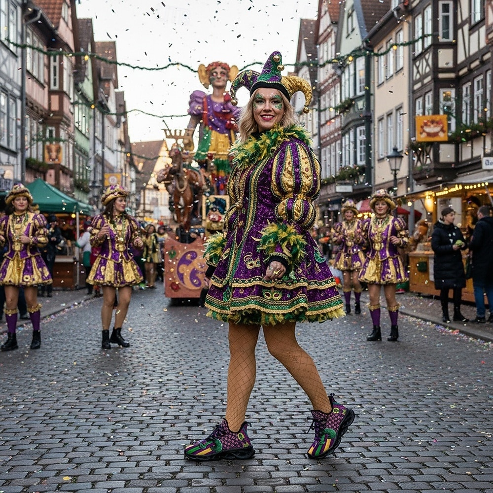 Kvinne Karneval Komfortable Sneakers – Lettvekts Polstret Såle Mardi Gras Fargevalg Dramatisk Ytelsesstil Dansere Festivalgjengere Parader og All-Dags Gåing 2026 - $42.99 –P5