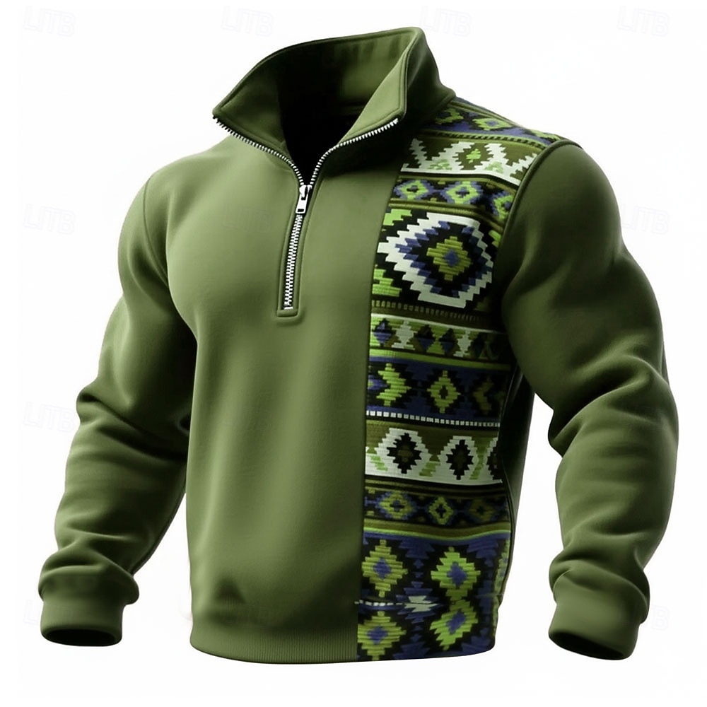 Herr Geometrisk Rutig Stam Tröja Sport Mode Ledigt Blixtlås Hem Streetwear Arbete Fest Blå Purpur Brun Grön Höst Alla årstider Designer S M L XL XXL XXXL 2026 - $28.99 –P4