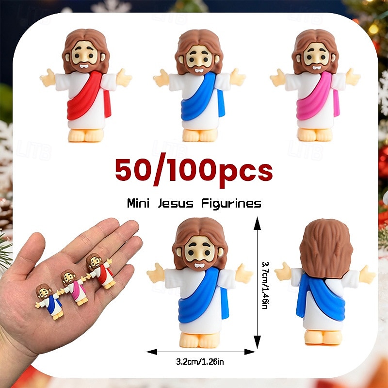 50/100 יחידות דמויות ישו קטנות, פסלוני ישו מיני בכמויות גדולות מתנה לפסחא פסלים זעירים למילוי ביצי פסחא דמויות ישו זעירות בצבעים שונים, פסלונים מיניאטוריים להסתרה 2026 - $21.99 –P2