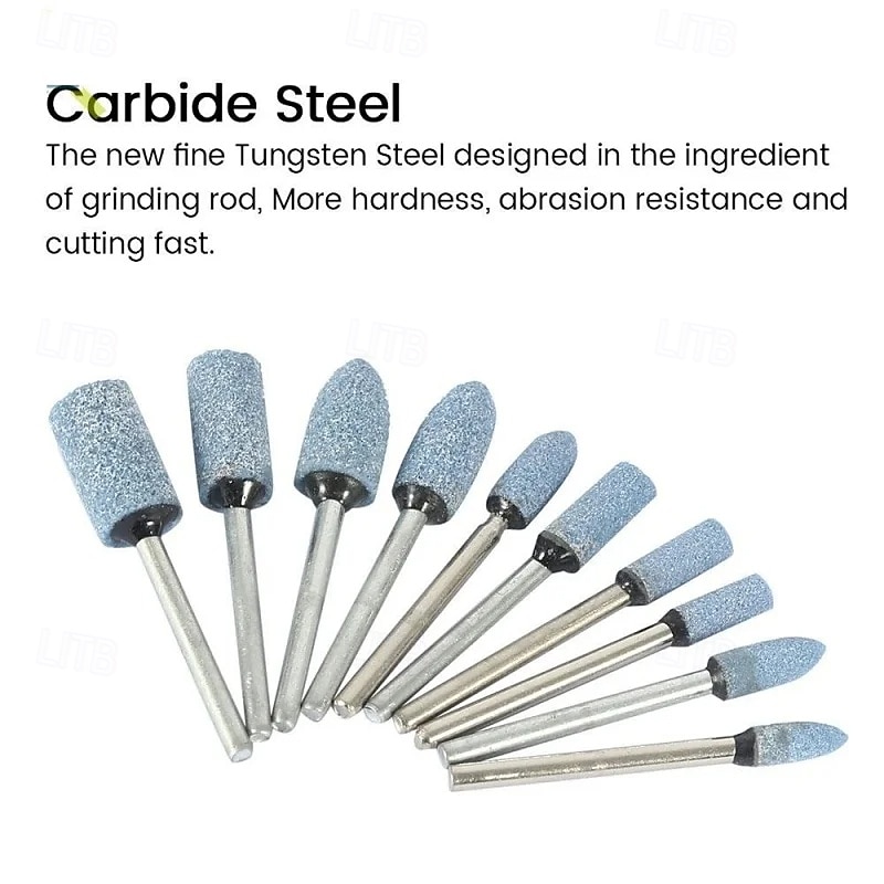 10 Pack 1/8 Shank Abrasive Mounted Stone Grinding Bits Sanding Drill Bit for Rotary Tool Flap Wheel for Grinding Polishing Deburring Ferrous Metal 2026 - $8.99 –P6