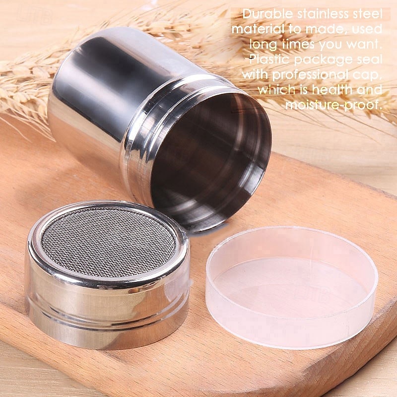 tomusokerisirotin, pölypurkki ruostumattomasta teräksestä, pölypurkki hienosilmäinen jauhepurkki kannella, jauhoannostelija suklaajauheelle, leivontatarvikkeet, keittiötarvikkeet 2026 - $9.99 –P1