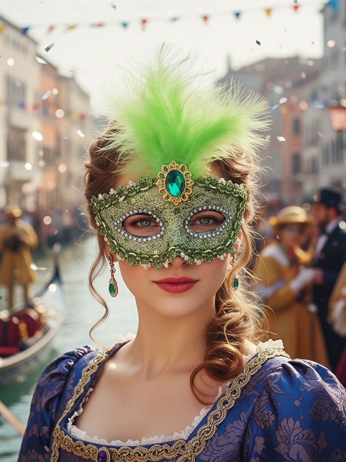 Kvinnors Grön Fjäder Venetiansk Maskeradmask - Lyxig Barock Crystal-Pyntad Karneval Kosttillsats för Venedigfestivalen Mardi Gras  Maskeradfester 2026 - $11.99 –P3