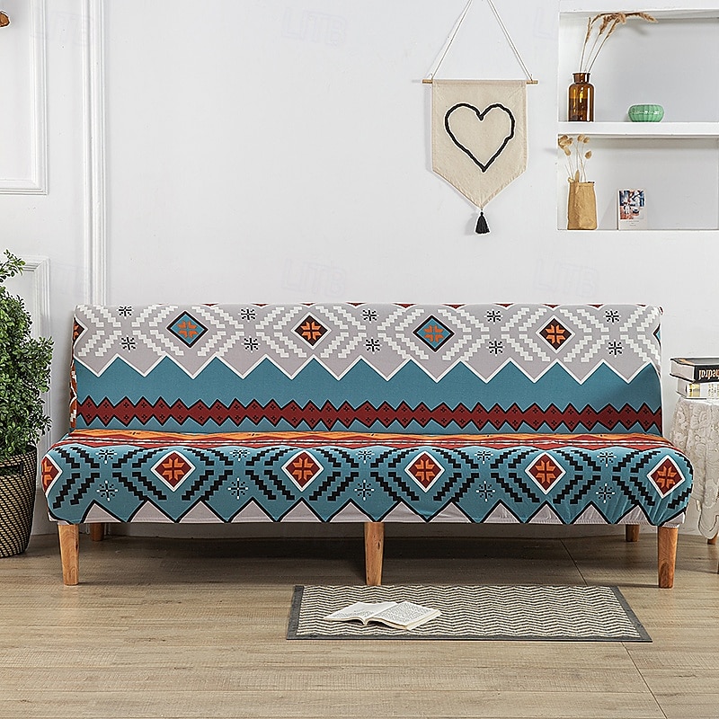 Housse de canapé-lit extensible en tissu imprimé, disponible en 3 tailles différentes, housse de canapé sans accoudoirs, housse de banc élastique, protection décorative pour le Nouvel An, décoration de 2026 ? $30.99 –P5