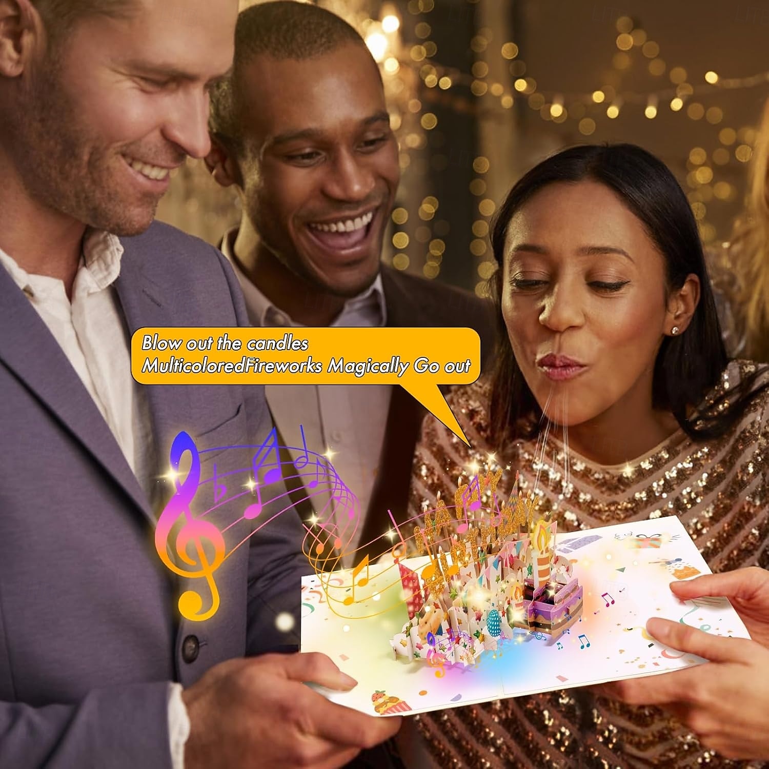 kartki urodzinowe fajerwerki wyskakujące ciasto dmuchane światło i muzyka kartka urodzinowa prezenty dla kobiet mężczyzn mamy dzieci 2026 - $17.99 –P6