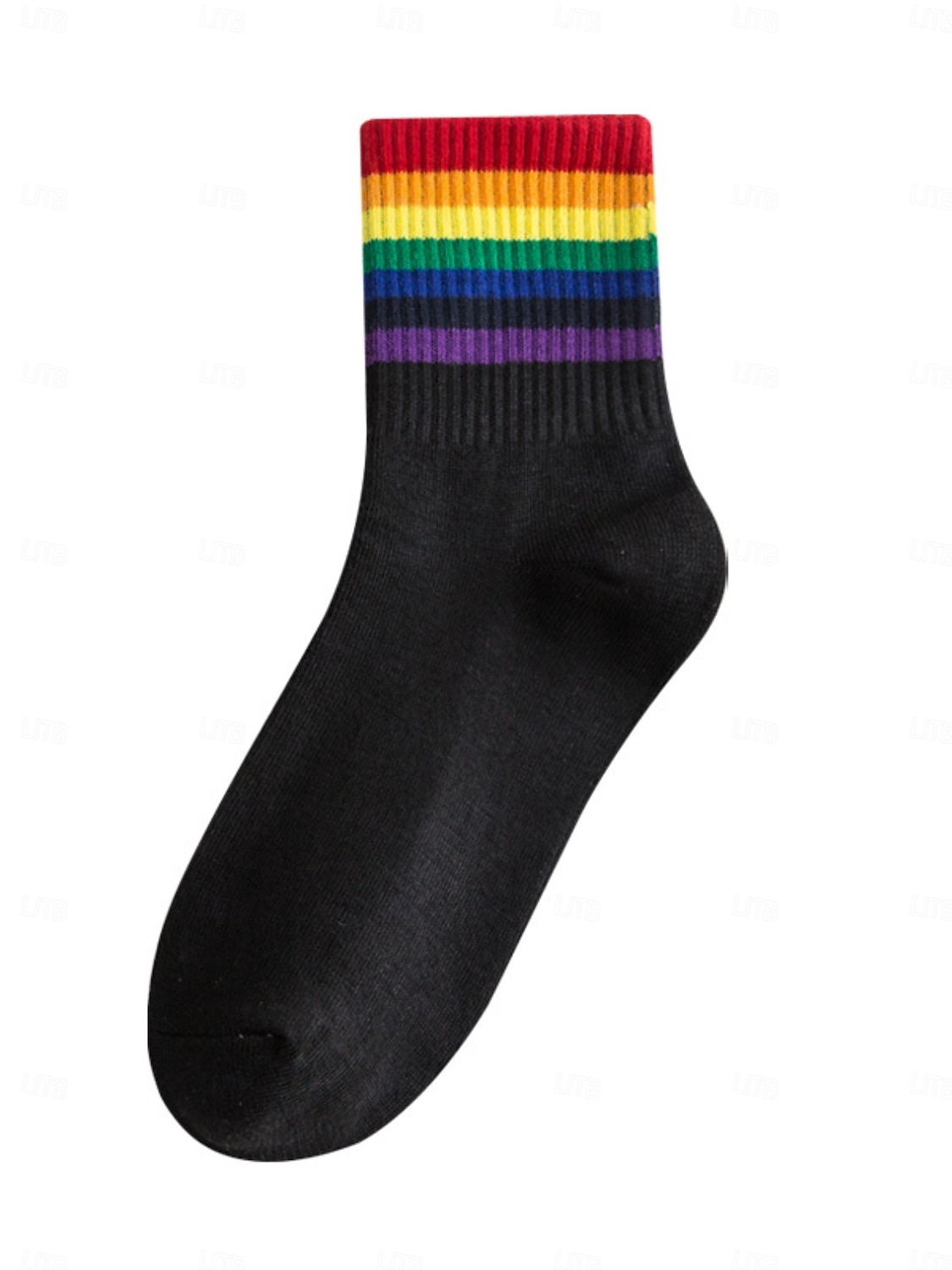 Conjunto de meias de cano alto com listras do Mardi Gras - Pacote de 6 meias casuais em mistura de algodão estilo unissex para carnaval festival do orgulho e roupas de festa de 2026 por $14.99 –P5