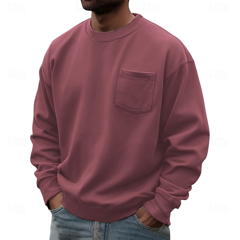 Ανδρικά Πουλόβερ Θαλασσί Πράσινο Χακί Ρουμπίνι Βαθυγάλαζο Καφέ Στρογγυλή Ψηλή Λαιμόκοψη Σκέτο Τσέπη Καθημερινά Αθλήματα & Ύπαιθρος Αργίες Πολυεστέρας Κομψό στυλ street Βασικό Καθημερινό 2026 - $26.99 –P4