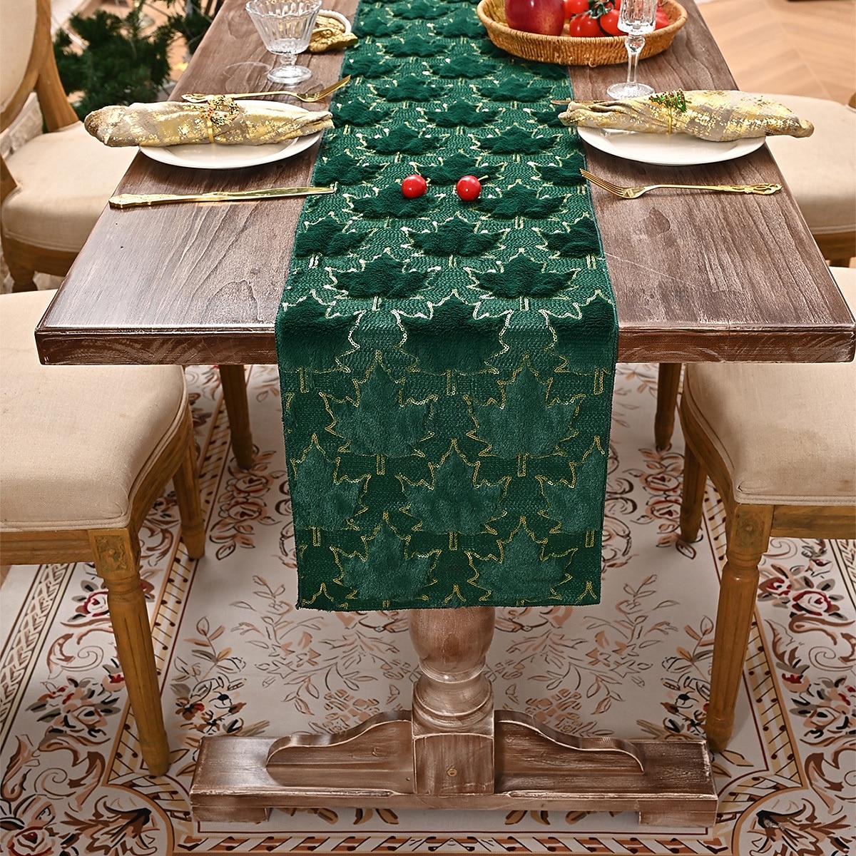 Τραπεζομάντιλο ζακάρ για την ημέρα του Αγίου Πατρικίου, χρυσό σχέδιο με φθινοπωρινά φύλλα, πράσινο με χρυσό περίγραμμα, ορθογώνιο τραπεζομάντιλο για το σπίτι &διακόσμηση ξενοδοχείου. 2026 - $11.49 –P2