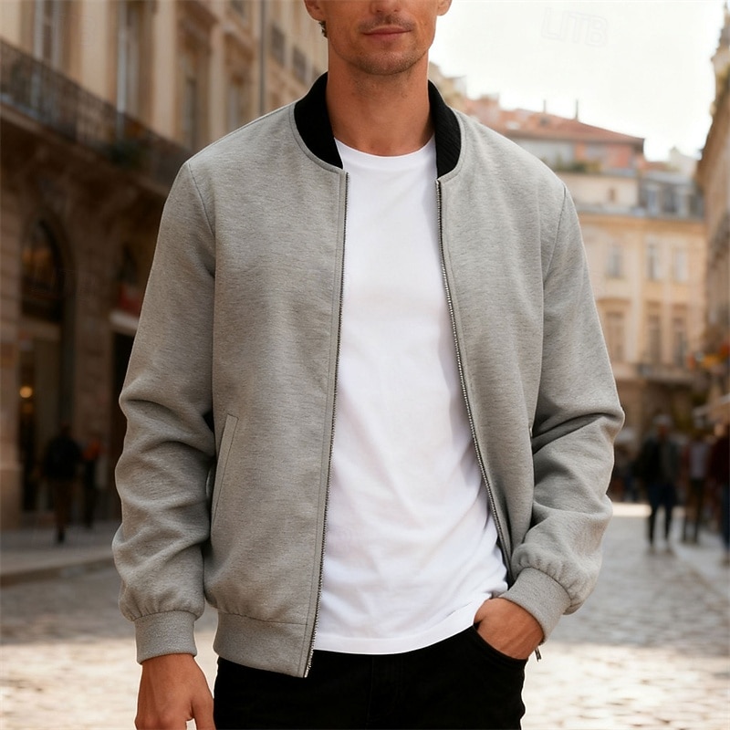 Per uomo Giacca Leggera Giubbotto bomber Giacca Casual Casuale Quotidiano Leggero Tasca Primavera Autunno Semplice Streetwear Elegante Colletto Mao Regolare Blu Nero Giallo Rosso Blu marino Giacca del 2026 a $30.99 –P12