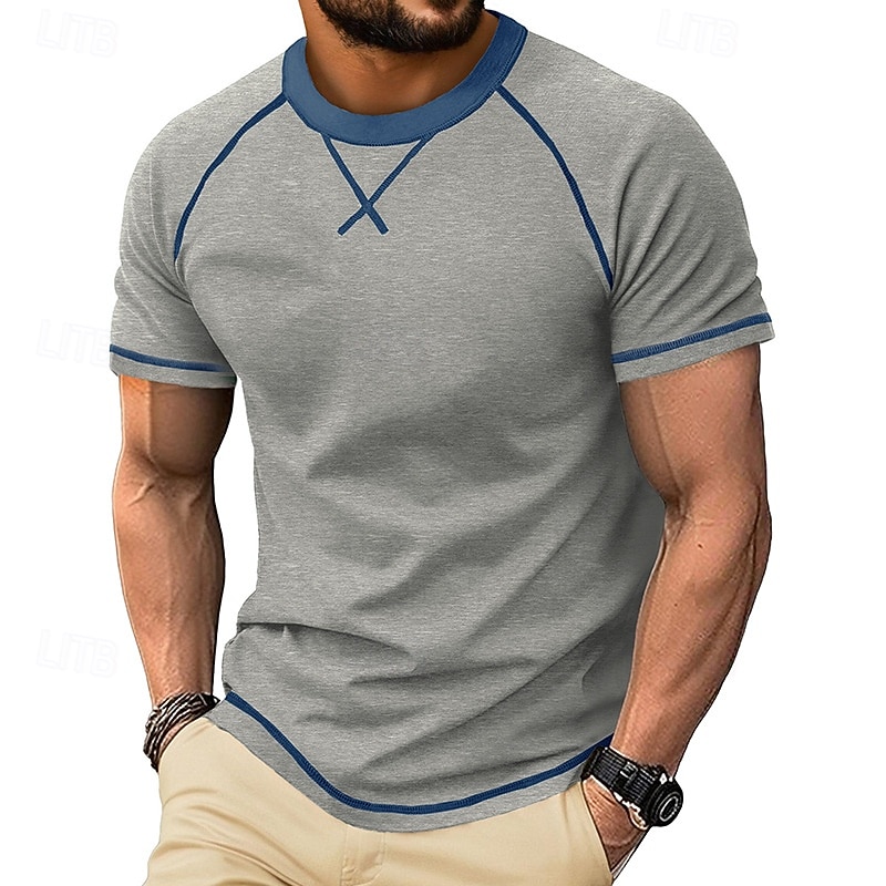Bărbați Tricou Manșon scurt Stil Nautic Vară Primăvară Culoare solidă Elegant Neutru Zilnic Crewneck Casual Casă În aer liber Roșu Top tricou pentru bărbați 2026 - $18.99 –P5