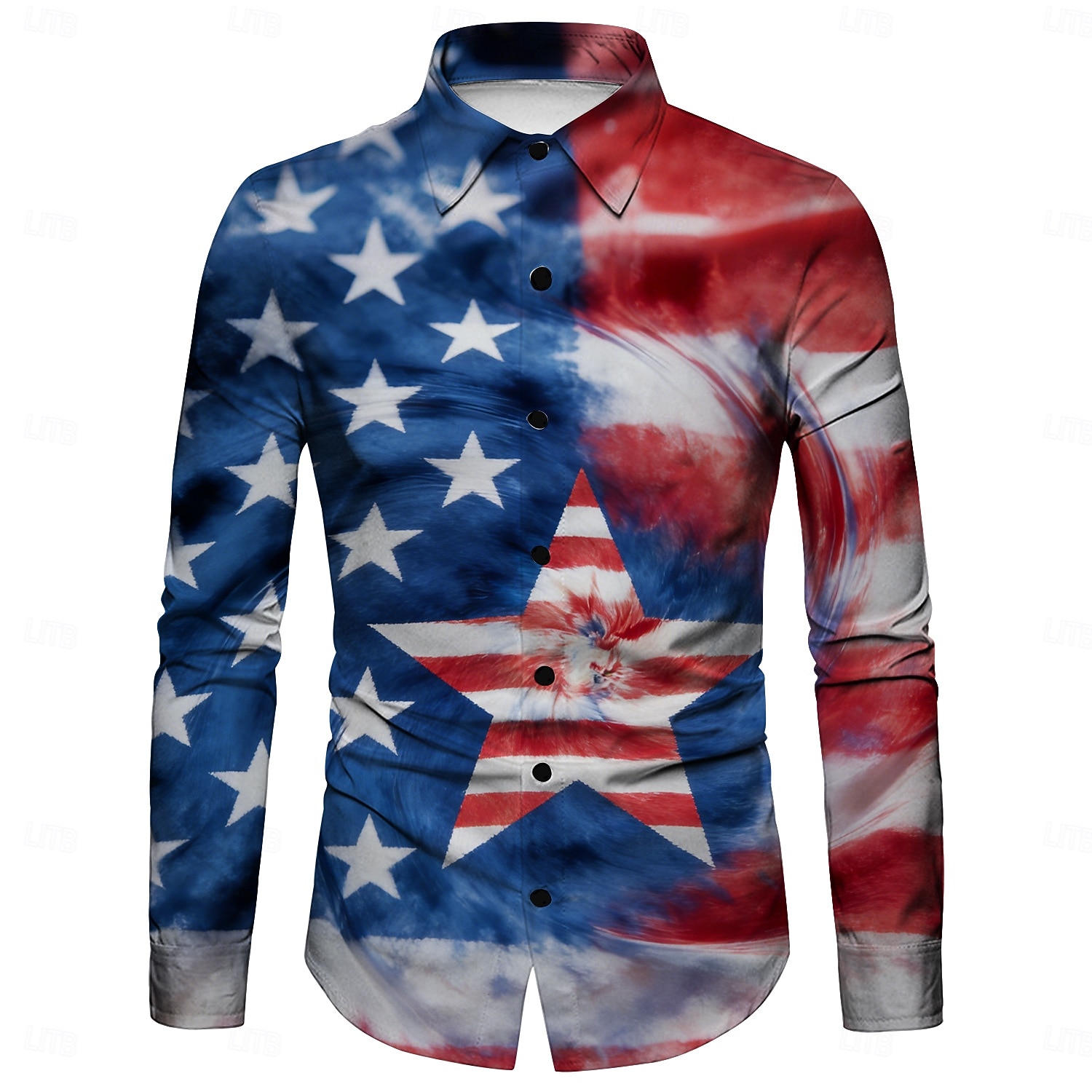 250th Anniversary USA Retro Vintage 1970s Shirt Aloha Shirt Long Sleeves Hippie Geometic Ethnic Fancy Dress Men's Masquerade 4th of July Party Independence Day Adults' Shirt 2026 - $26.99 –P2