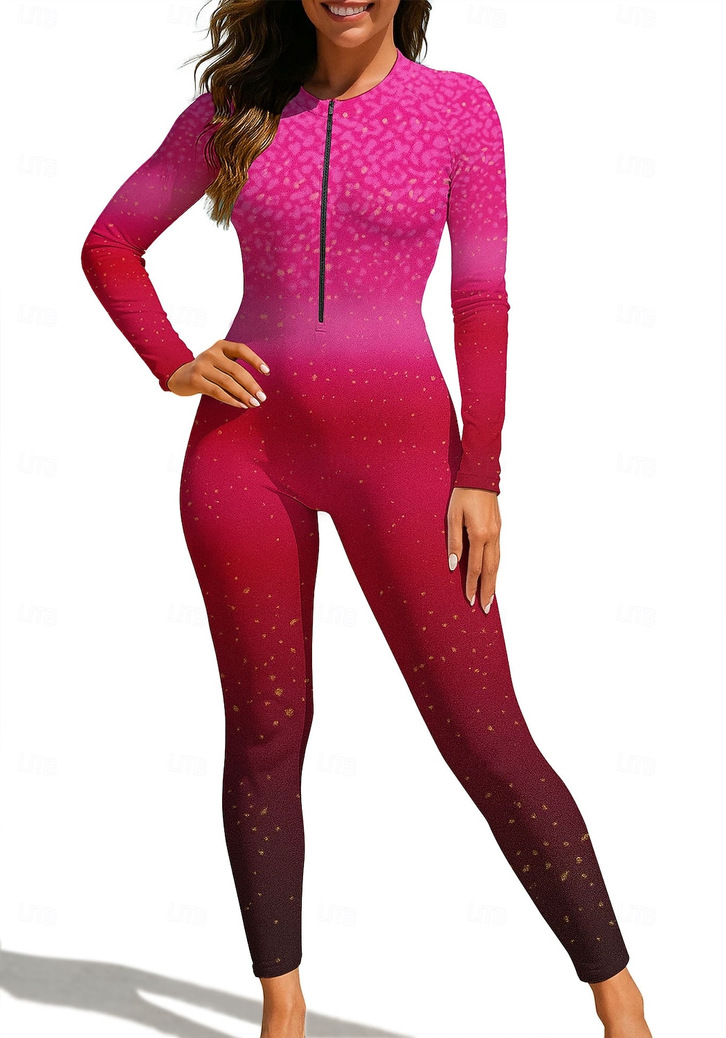 Femmes Standard Maillot Anti UV Rashguard intégral Maillot de bain Dégradé Océan avec soutien-gorge intégré ​fermeture éclair sur le devant Protection Solaire UV Couvrant UPF50+ manche longue Coque de 2026 ? $49.99 –P5