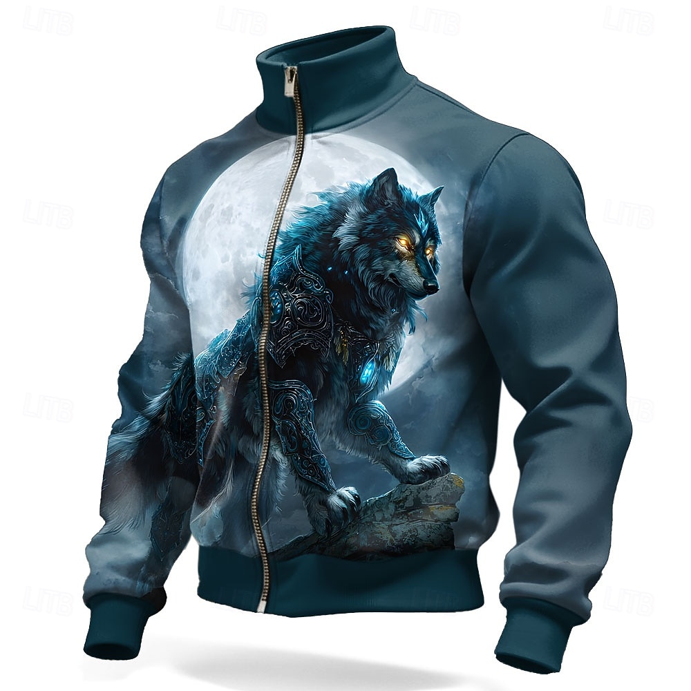 Hombre Animal Lobo Chaqueta Sudadera Moda Diario Táctico Caza Escote Chino Exterior Ropa de calle Fiesta Azul Piscina Marrón Marrón 2 Cerrar Primavera Otoño Diseñador S M L XL XXL XXXL 2026 - $30.99 –P3