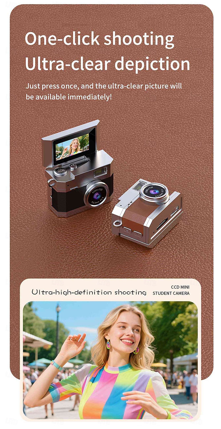 New Thumb-Sized Flip Screen Mini Camera Retro Digital Camera Mini with Lanyard 180 Flip Screen Video Mode Multi-Style Beauty Filters Valentine's Day Gift 2026 - $38.99 –P6