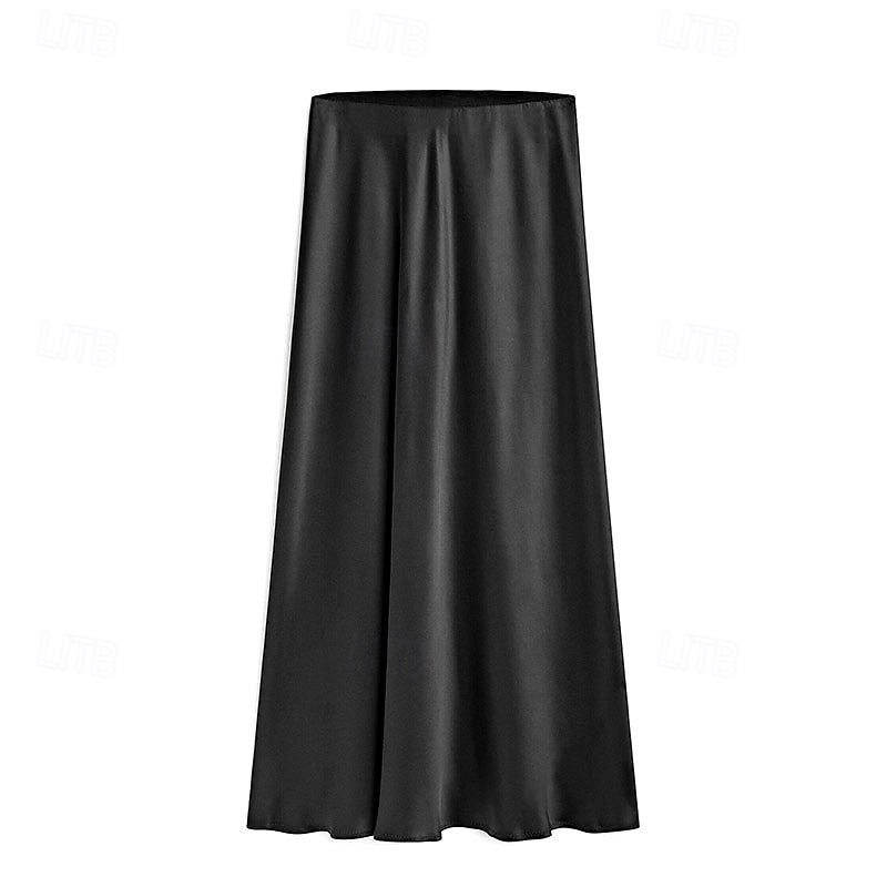 Femmes Élégant Mode Maxi Taille haute Jupes Uni Fendu Micro-Élastique Quotidien Rue Vert pomme Noir Champagne Vert Véronèse Été de 2026 ? $33.99 –P3