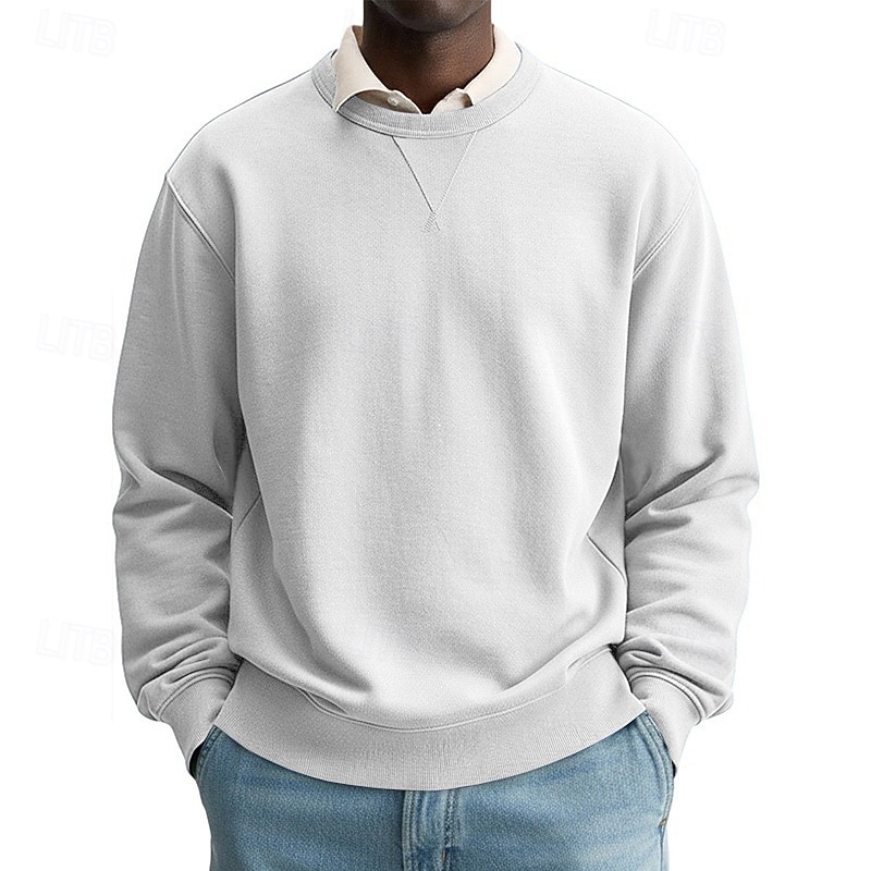 Voor heren Sweatshirt Stoppen Wit Strakke ronde hals Opstaande boord Effen Casual Dagelijks Sport & Outdoor Streetwear Sportkleding Basic Herfst Winter Kleding Hoodies Sweatshirts Lange mouw 2026 - $24.99 –P10