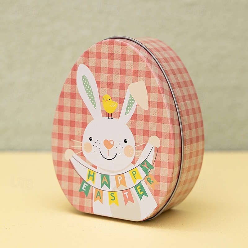1pc Easter Bunny Egg Shape Tin Box, Kids Gift Candy Container, Cute Metal Treat Case, Holiday Party Favor, Easter Basket Stuffer Storage Box 2026 - $9.99 –P10