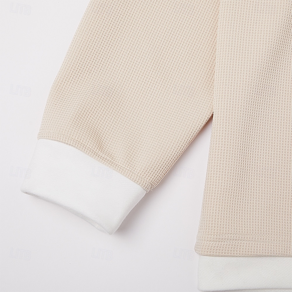 Men's Waffle T-shirt T Shirt Long Sleeve Half Zip Fall Fall & Winter Solid Color Traditional / Vintage Casual Color Block Zipper Pocket Casual Home Outdoor Light Blue Black Green Top Tee for Men 2026 - $26.99 –P11