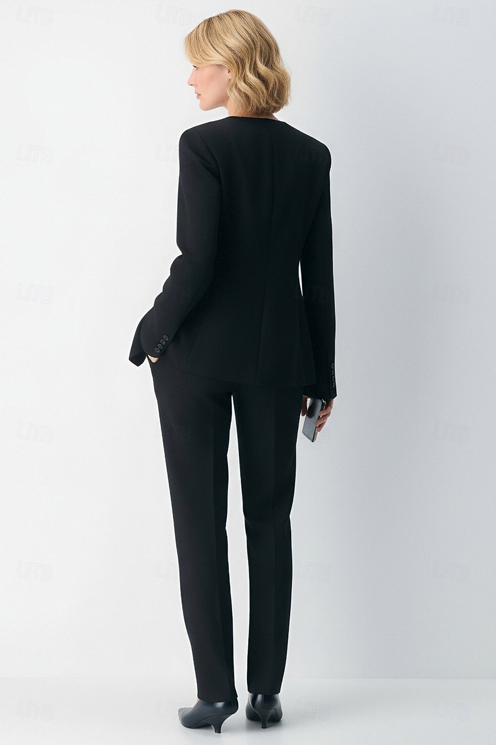 Women's 2 Pieces Suits Separates Office Work Formal Stretch Fabric Elegant Business Simple Long Sleeve Round Peak Lapel Double Breasted 2026 - $195.99 –P2