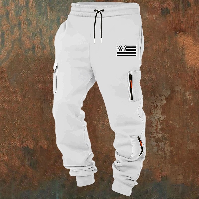 Hombre Pantalones cargo Pantalones de Deporte Persona que practica jogging Pantalones Correa Bolsillo Cintura elástica Bandera estadounidense de los Estados Unidos Comodidad Transpirable Casual 2026 - $26.99 –P5
