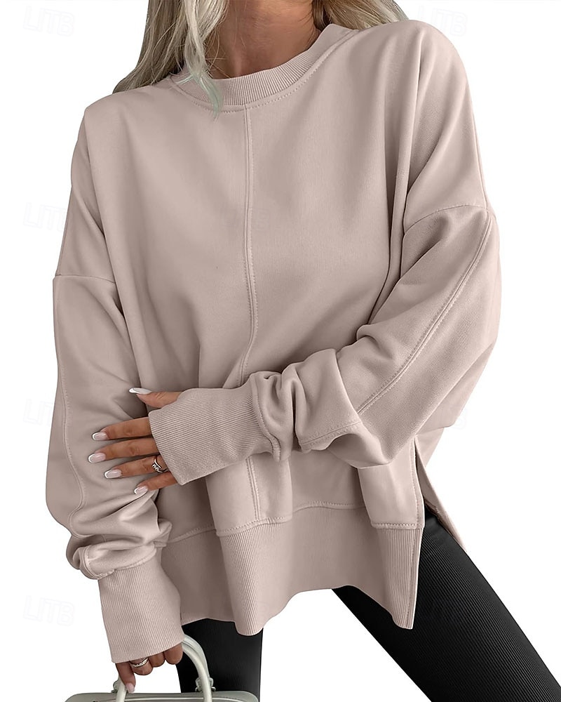 Femmes Sweatshirt Pull Patchwork Uni Occasionnel manche longue Col rond Hauts Réguliers Tenue Quotidienne Fête Sortir Bleu Noir Blanche Vert Grise Printemps Automne Hiver de 2026 ? $36.99 –P9