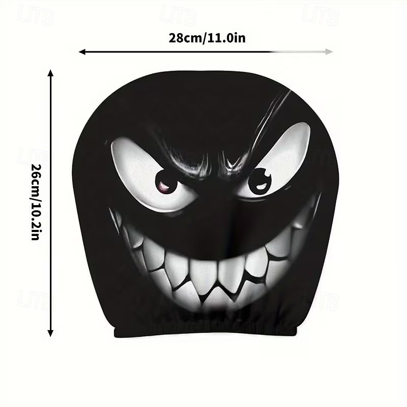2pcs Cartoon Big-Eyed Face Printed Car Headrest Covers, Interior Decoration, Universal Fit, Washable, Easy to Install, Suitable for Long Trips Or Road Trips, Perfect Quirky Car Decoration 2026 - Kč154 –P25