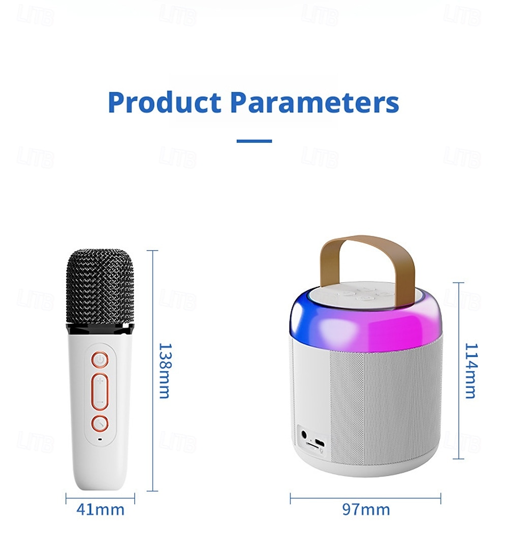 Karaoke Machine with Two Microphones An Ambient Light A 1200mAh Lithium Battery 1-10W Output Power and A Battery Life of Approximately 8-10 Hours A Portable Speaker Valentine's Day Gift 2026 - $35.99 –P13