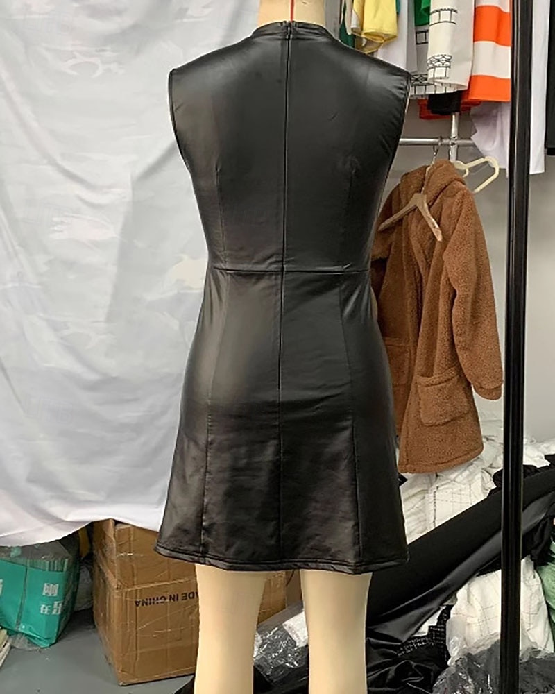 Damskie Sukienka mini Czarna sukienka Elegancja Moda Nowoczesny Codzienny Wyjściowe Weekend Regularny Równina Bez rękawów Wysoki Czarny Wiosna Jesień Zima 2026 - $26.99 –P4