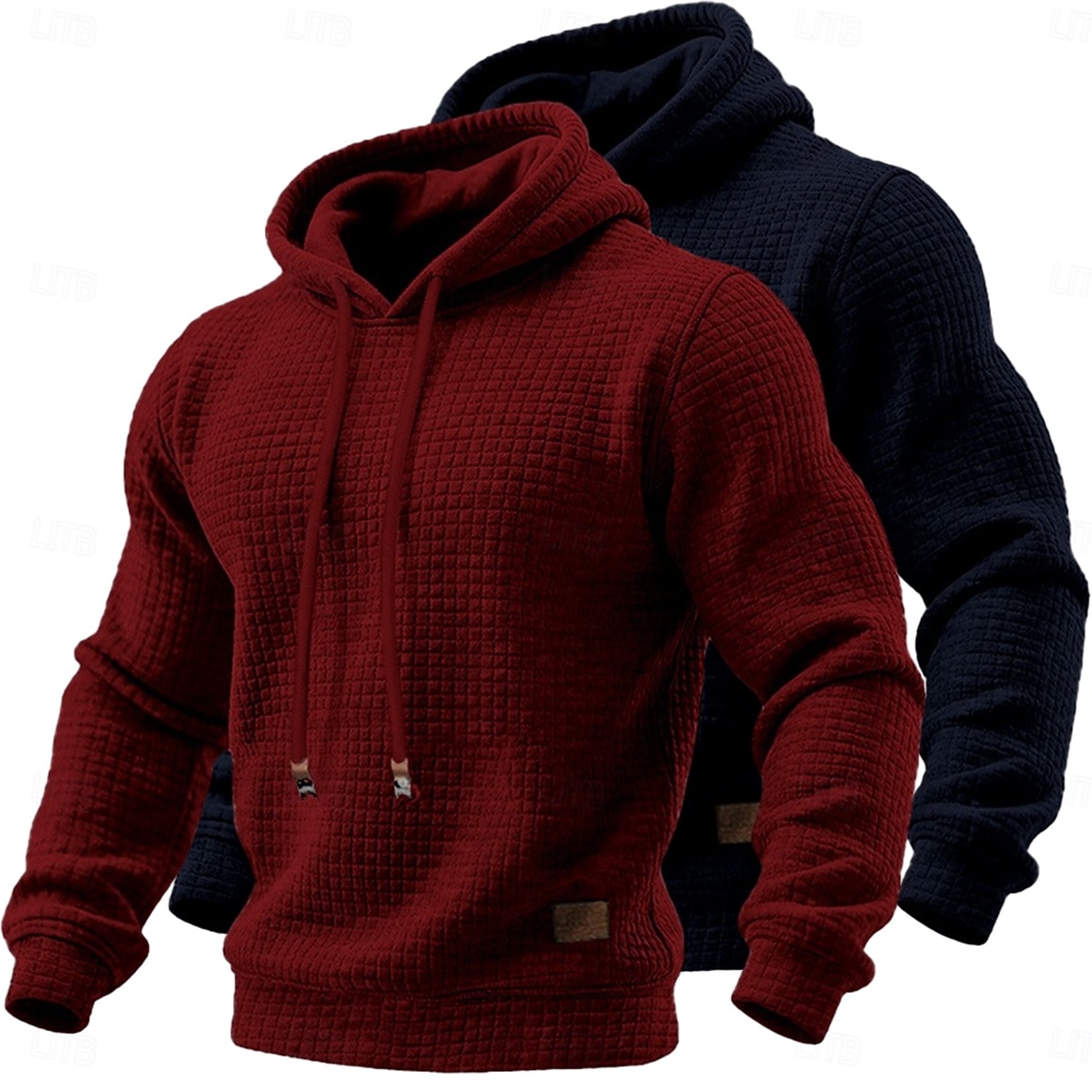 Hombre Sudadera Sudadera con capucha y diseño de gofres Pull-over Blanco+Gris Oscuro Con Capucha Plano Bolsillo canguro Con Texturas Casual Diario Deporte Ropa de calle Fresco Ropa deportiva Otoño 2026 - $34.99 –P6
