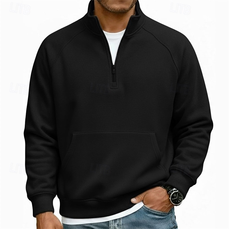 Homens Moletom Moletom de lã Estacionar Moletom com zíper Adamascado Preto Branco Azul Marinha Camelo Meio Zíper Tecido Casual Diário Desportos e Ar livre Roupa de rua Básico Casual Outono Inverno de 2026 por $24.99 –P3