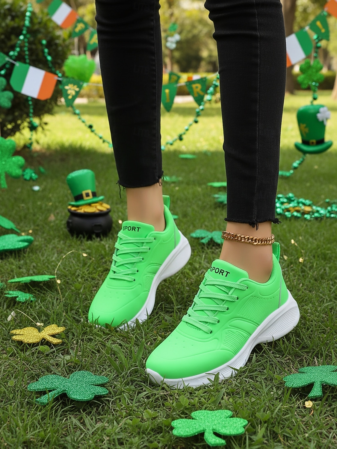 Women's Green Lace-Up Sporty Sneakers – Perfect for St. Patrick's Day Parades, Casual Outings and Active Days 2026 - $42.99 –P6