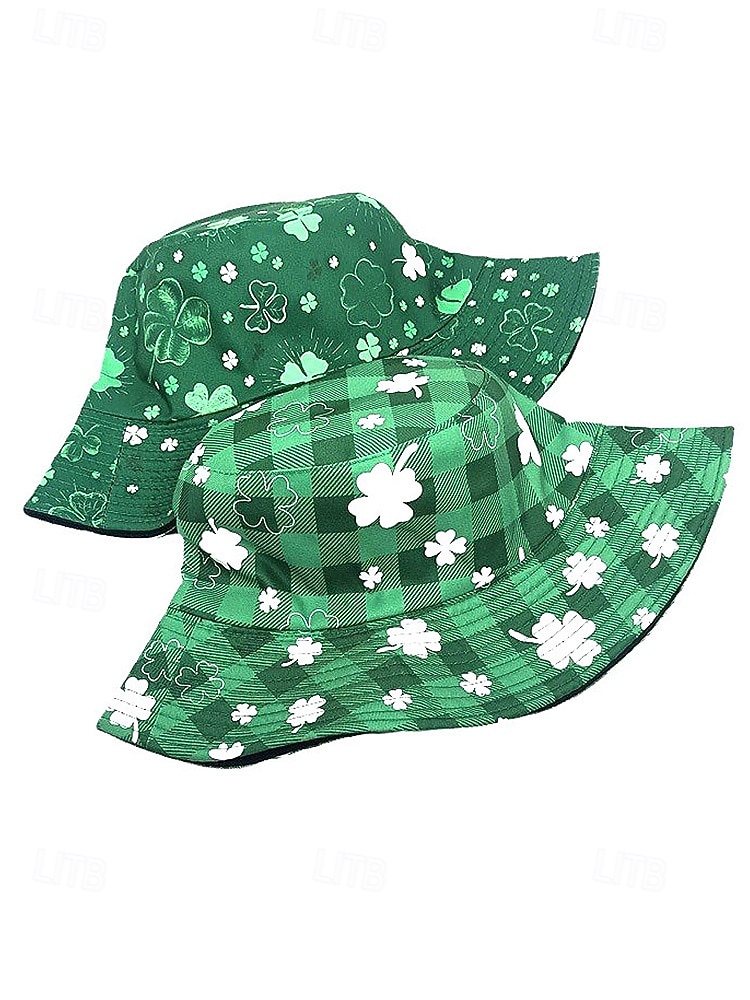 Sombrero de pescador de poliéster para mujer, con trébol y duende del Día de San Patricio, varios patrones, perfecto para el Día de San Patricio y para uso diario. 2026 - $11.99 –P9
