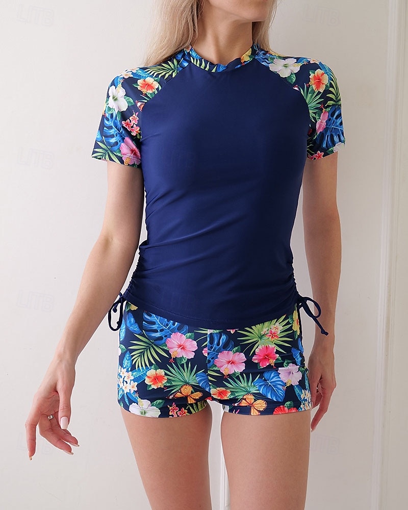 Γυναικεία Προστατευτικά Μαγιό με φλοράλ print Μαγιό Φλοράλ Πολύ Ελαφρύ (UL) Προστασία UV Ελαστικό Κοντομάνικο Μαγιό Σέρφινγκ Ψαροντούφεκο Καλοκαίρι 2026 - $20.99 –P3