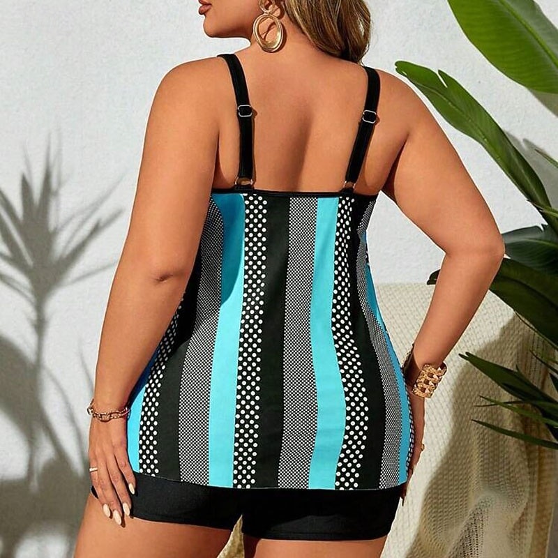 Per donna Costume da bagno 2 pezzi Costumi da bagno A righe Ultra Leggero (UL) Controllo addominale Elastico Senza Maniche Costume da Bagno Surf Snorkeling Estate del 2026 a $22.99 –P5