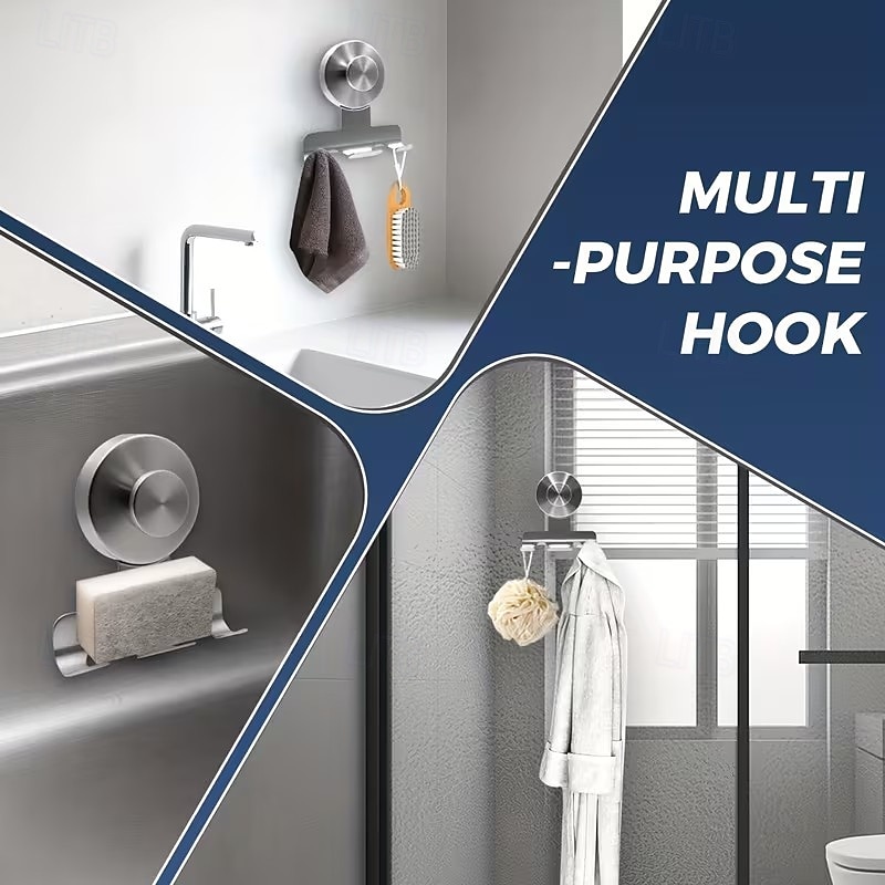 Wytrzymały uchwyt na maszynkę do golenia ze stali nierdzewnej o wadze 15,43 funta do prysznica - uchwyt ścienny do łazienki ze stali nierdzewnej 304, odporny na uszkodzenia, zdejmowany haczyk na 2026 - $16.99 –P7